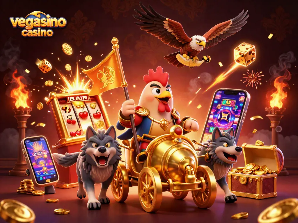 Experience the excitement of vegasino casino with vibrant slot machines and game elements.