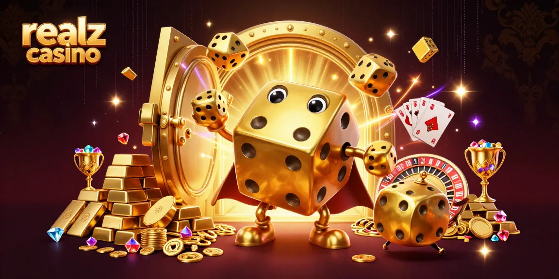 Engage in winning strategies at realz casino with this vibrant 3D illustration of gambling elements.