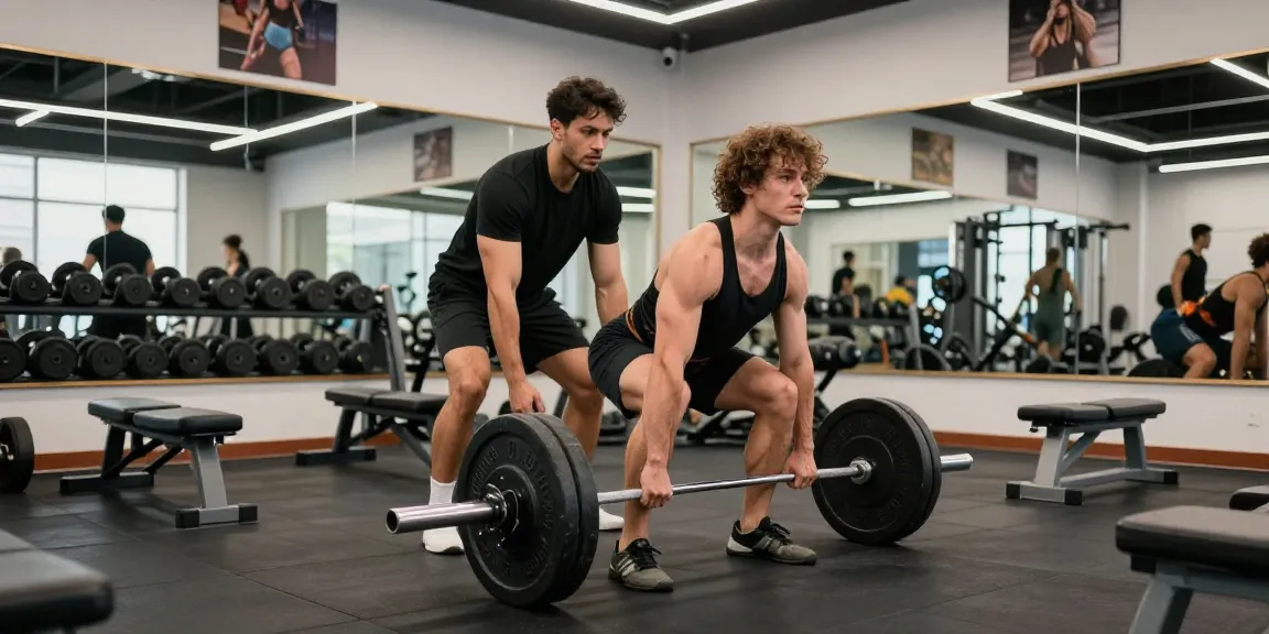 Leistungsstarker Bodybuilder hebt Gewichte im Deus Medical Fitnessstudio für Muskelaufbau.