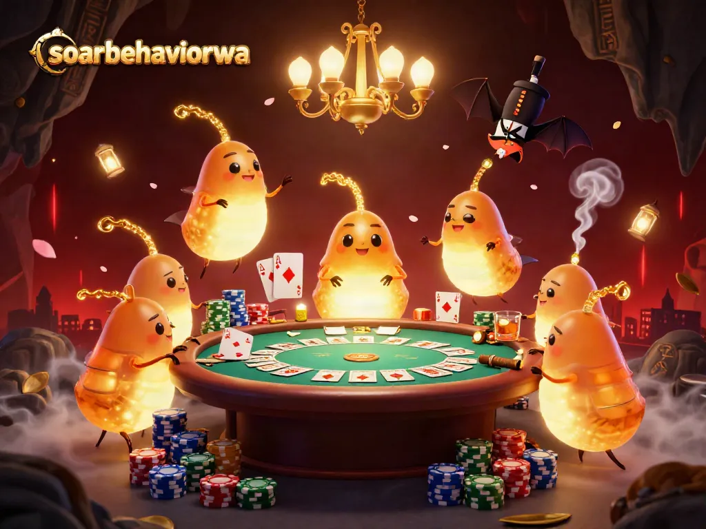 Engage in exciting card games at soarbehaviorwa's enchanting cave casino, basking in the glow of bioluminescent details.