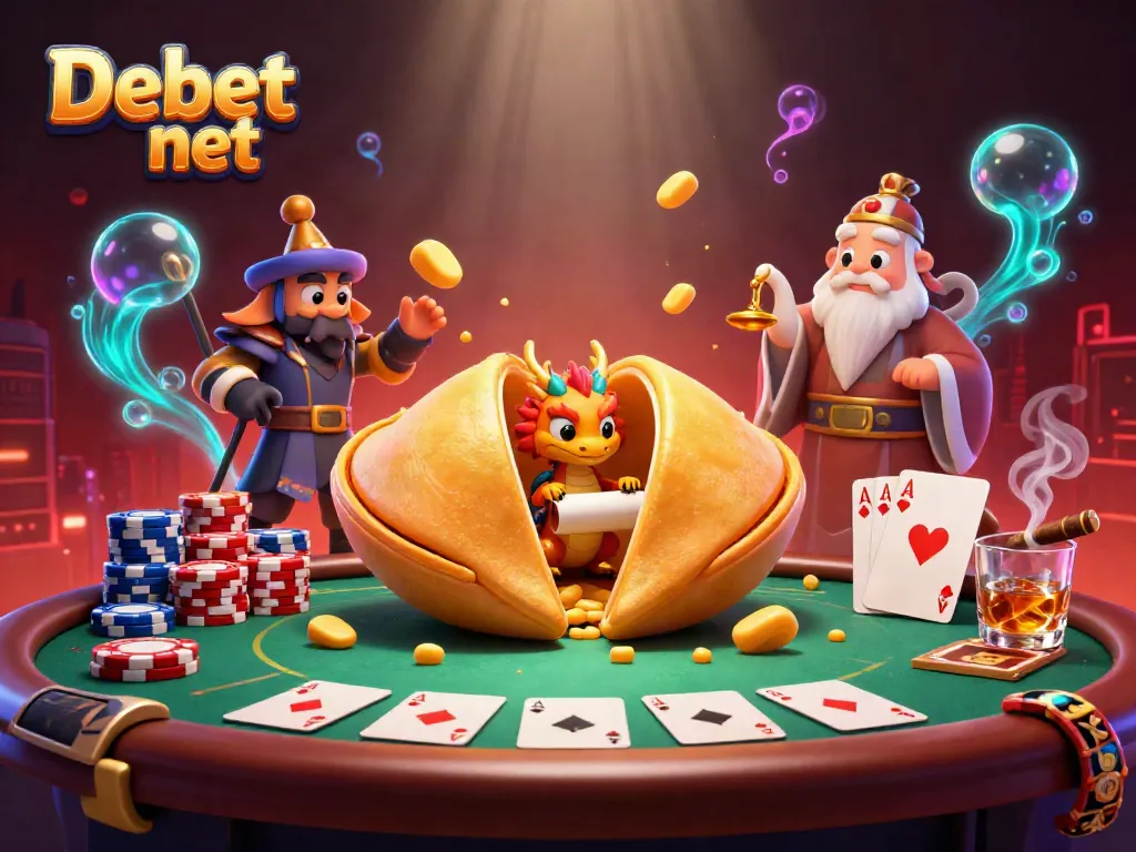 Experience thrilling wins with Debet net's dynamic casino illustration featuring unique characters and rich game elements.